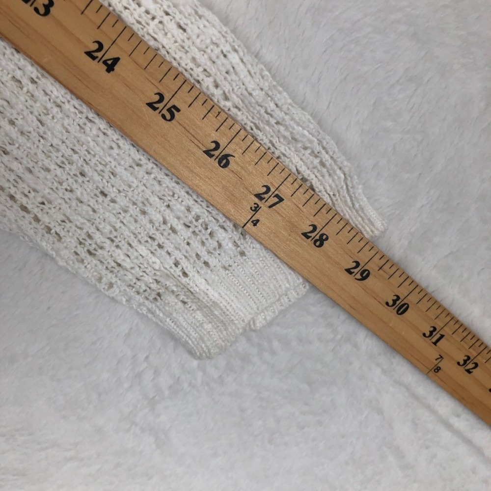 PURE JILL 100% Cotton Open Knit Hooded Tunic Sweater Sz L White Coastal Beachy - Picture 11 of 13